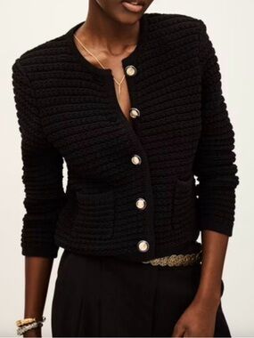 BA&SH - Black Gaspard Knit Cardigan with Gold Buttons. Size M